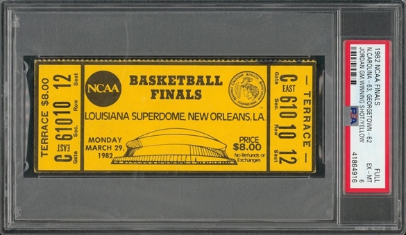 1982 NCAA Basketball Finals Championship Game Full Ticket From 3/29/82 - Michael Jordans Game Winning Shot - PSA EX-MT 6 "1 of 2!"